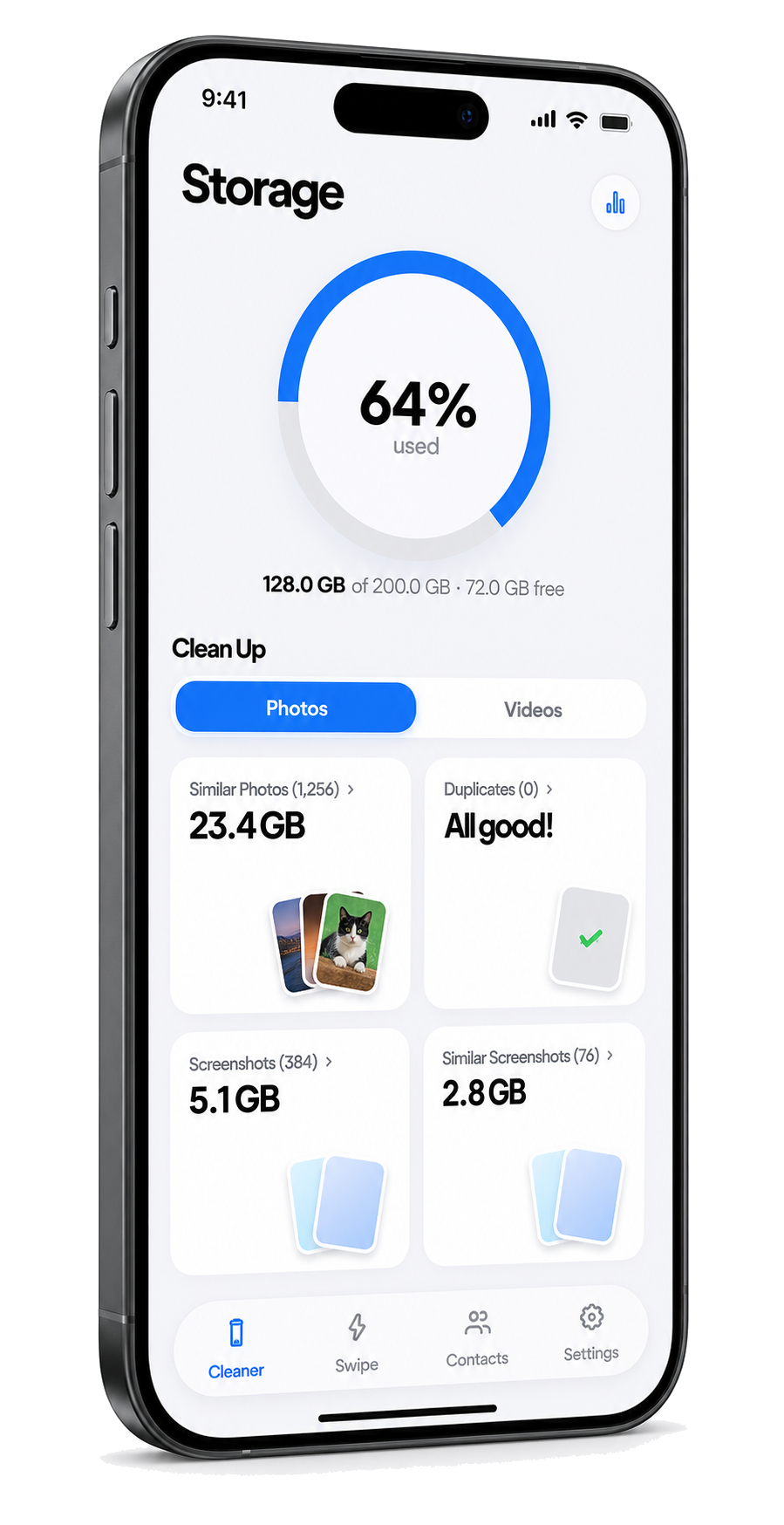 Cleaner Hub dashboard on iPhone